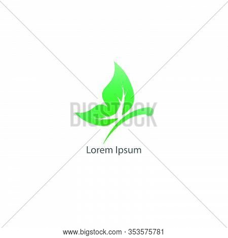 Abstract Flying Leaf Butterfly logo design template. Animal Logo Concept Isolated on white background. Colorful of Green Gradation color. Suitable for beauty and fashion product. Pictorial Logotype.