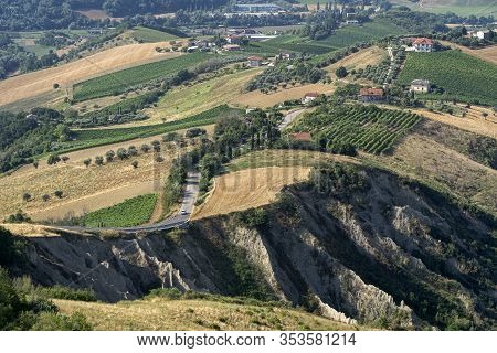Rural Landscape At Summer From Ripatransone, Ascoli Piceno, Marches, Italy