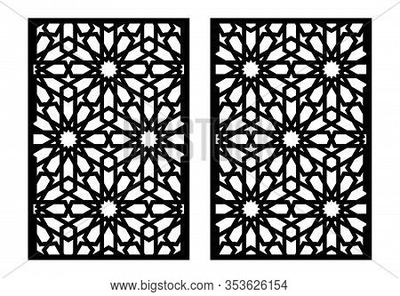 Set Of Decorative Vector Panels For Laser Cutting. Template For Interior Partition In Arabesque Styl