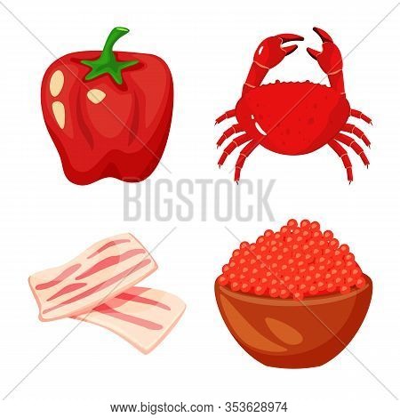 Vector Illustration Of Food And Flavors Icon. Set Of Food And Ingredient Stock Symbol For Web.