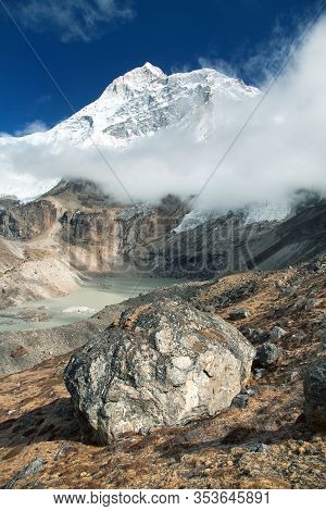 Mount Makalu With Clouds, Nepal Himalayas Mountains, Barun Valley