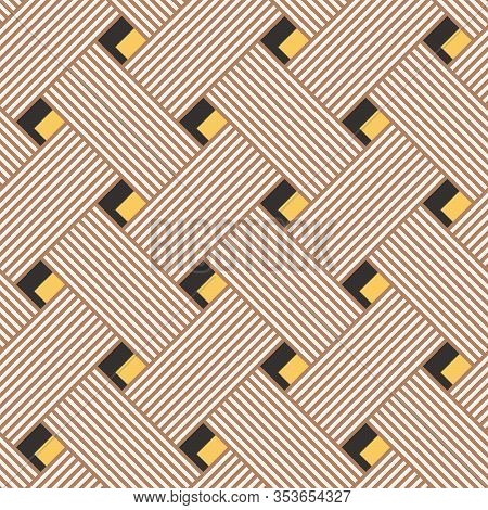 Abstract Geometric Seamless Pattern With Interwoven At Right Angles Striped Lines. Vector Illustrati