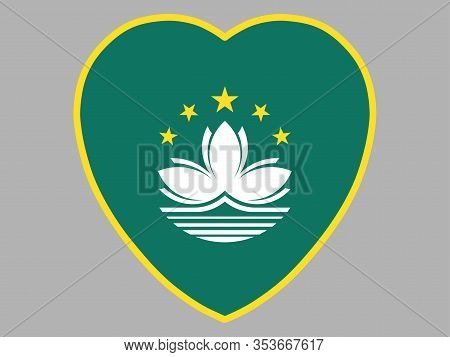 Macau Flag In Heart Shape Vector Illustration Eps 10.