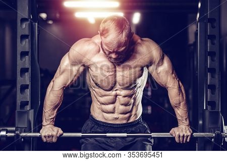 Bodybuilder Athletic Man Workout Muscles Exercise.