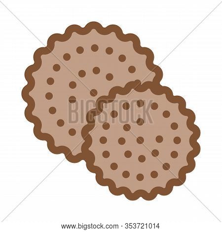 Cookies Breakfast Snack Icon Thin Line Vector. Round Crispy Bakery Cookies Calorie Crunchy Dessert C