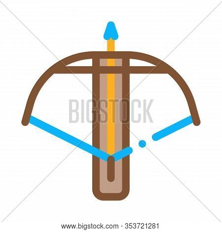 Crossbow Archery Equipment Icon Thin Line Vector. Medieval Shooting Crossbow Weapon Concept Linear P