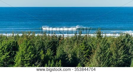 Off-shore Winds Create Shaopy Waves In Long Beach, Washington.