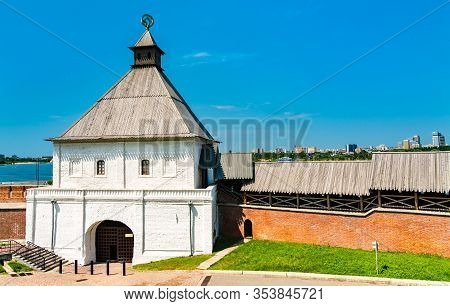 Taynitskaya Tower Of Kazan Kremlin. Unesco World Heritage In Tatarstan, Russia