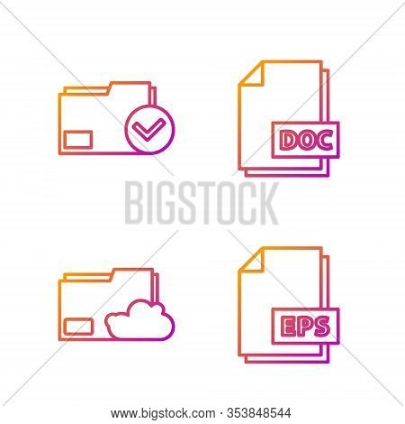 Set Line Eps File Document, Cloud Storage Text Document Folder, Document Folder And Check Mark And D