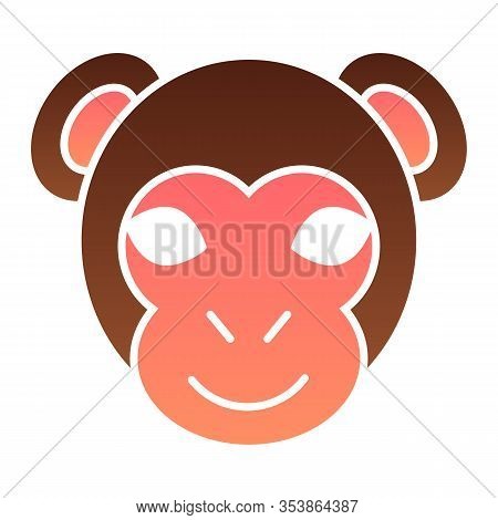 Monkey Head Flat Icon. Minimal Style Face Symbol, Little Gorilla Or Chimpanzee. Animals Vector Desig