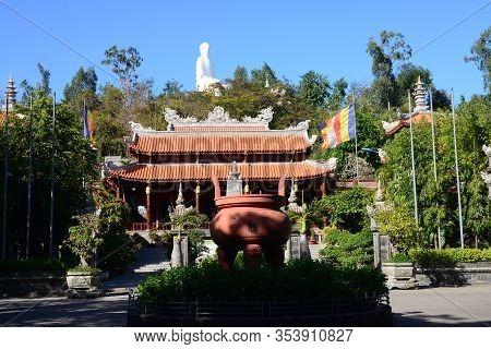 Nha Trang, Vietnam - 28 February 2020 : Long Son Pagoda, Also Known As Chua Long Son, Is Situated On