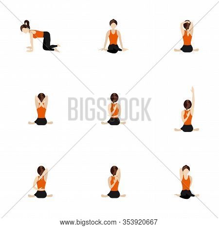 Illustration Stylized Woman Practicing Gomukhasana Step By Step