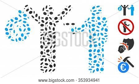 Dotted Mosaic Based On Armed Robbery. Mosaic Vector Armed Robbery Is Formed With Random Elliptic Ite