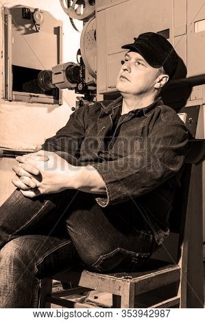 Projectionist At Work In The Room Projectionist