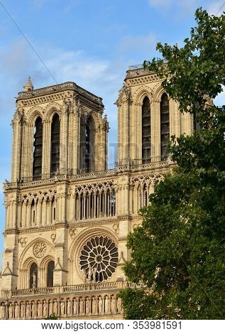 Notre Dame Towers Without The Spire Known As La Fleche. Paris, France.