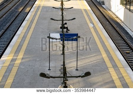 High Speed Train Railway Station And Transporting System In Istanbul. Industrial Cityscape With Rail