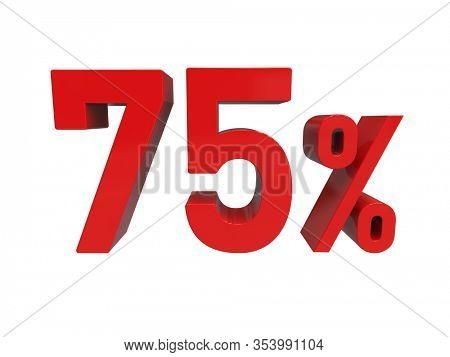 
3d Render: ISOLATED Red 75% Percent Discount 3d Sign on Light Background, Special Offer 75% Discount Tag, Sale Up to 75 Percent Off, Seventy-five Percent Letters Sale Symbol, Special Offer Label
