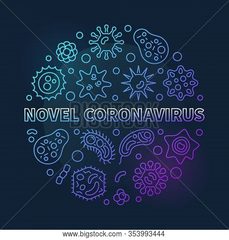 Vector Novel Coronavirus Concept Outline Colorful Round Illustration On Dark Background
