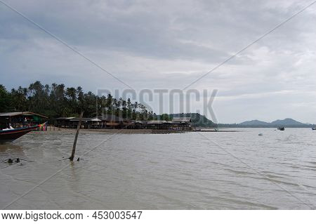 Wooden Long Tail Boat For Send Recieve Travelers Thai People Eco Travel Visit Ko Phithak Island And