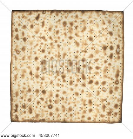 Matzah Unleavened Bread Baked Food Isolated Over White