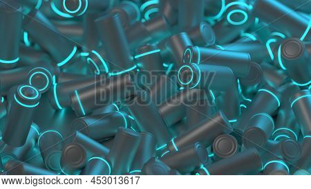 Lithium Battery Concept - Electrical Power Supply Of Rechargeable Source - 3d Illustration