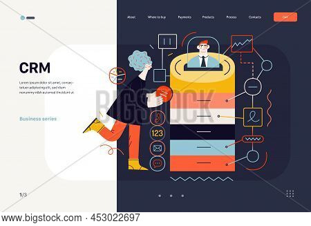 Technology Memphis -crm Customer Relationship Management -modern Flat Vector Concept Digital Illustr