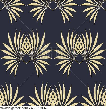 Seamless Abstract Pattern On Dark Blue Background.