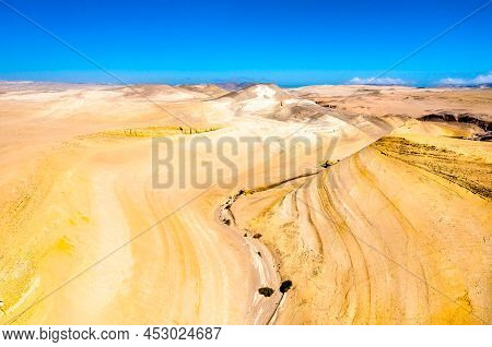 Aerial View Of The Canyon Of The Lost Or Canyon De Los Perdidos In Ica, Peru