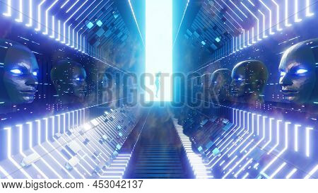 3d Illustration Background For Advertising And Wallpaper In Sci Fi And Technology Innovation Scene. 