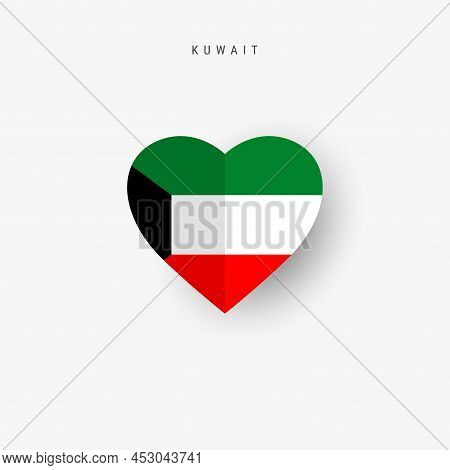Kuwait Heart Shaped Flag. Origami Paper Cut Kuwaiti National Banner. 3d Vector Illustration Isolated