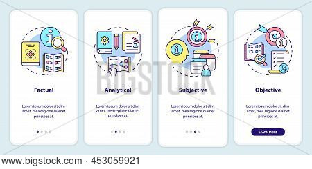 Information Types Onboarding Mobile App Screen. Factual And Analytical Walkthrough 4 Steps Graphic I