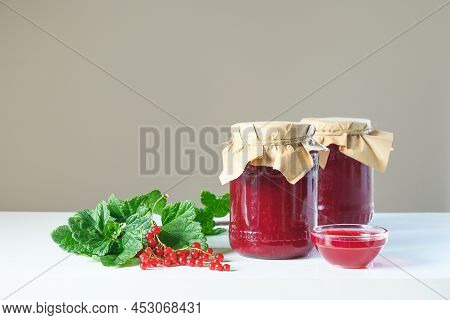 Jar Of Redcurrant Jelly, Redcurrants Beside It