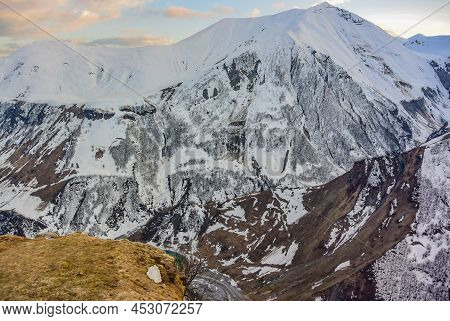 Scenic Canyon, Arch Of Friendship Of Peoples Observation Point In Georgia On The Georgian Military H