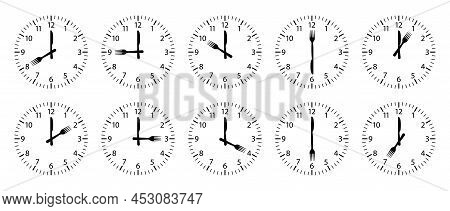 Clock With Time Breakfast. Clock With Fork And Knife. Food Time Icons Isolated On White Background. 