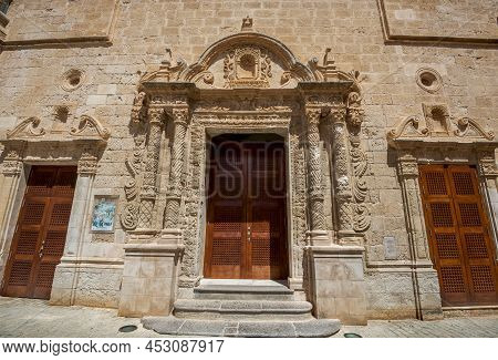 Ciutadella De Menorca, Spain - August 6, 2021. Front Of The Former Church Of Roser, Currently Conver