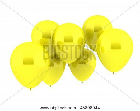Sieben Party Ballone In gelber Farbe