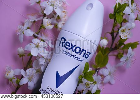 April 16, 2022 Ukraine City Kyiv Rexona Deodorant With Flowers
