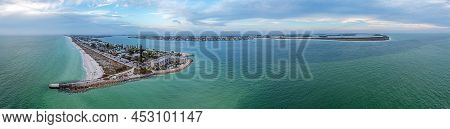 Drone Panorama Over Pass-a-grille Beach On Treasure Island And Pine Key Area In St. Petersburg In Fl