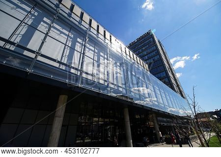 Bucharest, Romania - April 12, 2022: The Mark Tower Building, Office Building, Owned By S Immo, In B