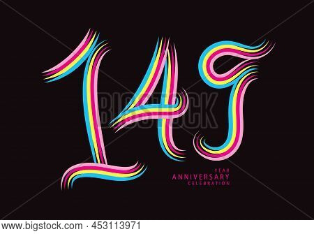 149 Number Design Vector, Graphic T Shirt, 149 Years Anniversary Celebration Logotype Colorful Line,