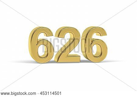 Golden 3d Number 626 - Year 626 Isolated On White Background - 3d Render