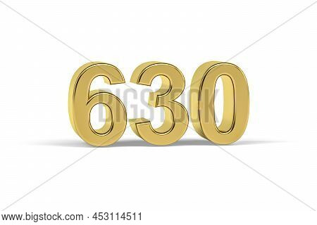 Golden 3d Number 630 - Year 630 Isolated On White Background - 3d Render