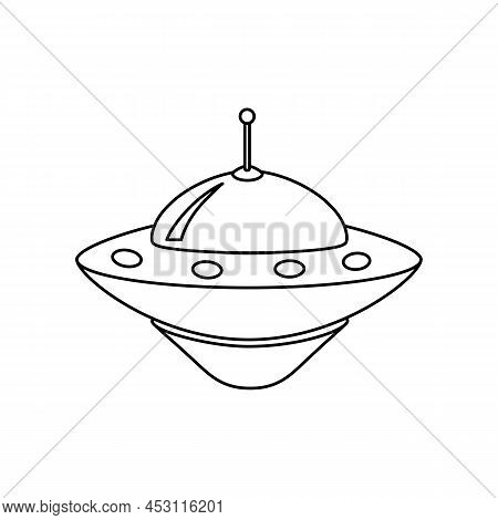 Ufo Icon, Spacecraft Of Alien. Vector Outline Style Illustration