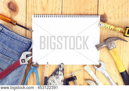 Happy Labour Day. Usa Labor Day Concept. International Father's Day - Top View Many Handy Tools And