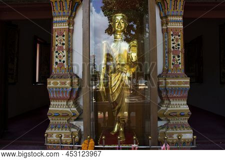 Ancient Buddha Statue In Antique Old Ubosot  Church For Thai People Travelers Travel Visit Respect P