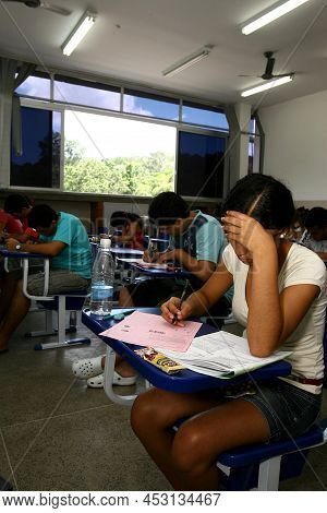 Ilheus, Bahia, Brazil - January 10, 2011: Student Taking The Entrance Exam At The State University O