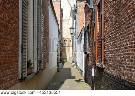 Mechelen, Malin, Antwerp, Belgium, March 28, 2022, Empty Laneway In The Large Beguinage Or Groot Beg