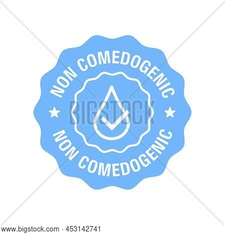 Non Comedogenic Vector Icon. Dermatologically Tested Product Concept. Cross Mark And Drop Isolated O