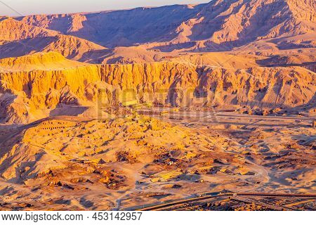 Aerial View Of Hatshepsut Mortuary Temple At Deir El-bahari In Archaeological Site At Valley Of The 