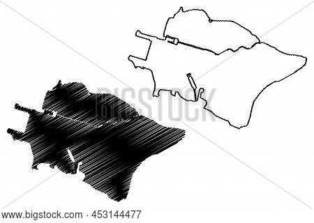 Vasilyevsky Island (russia, Russian Federation, Saint Petersburg, Gulf Of Finland) Map Vector Illust